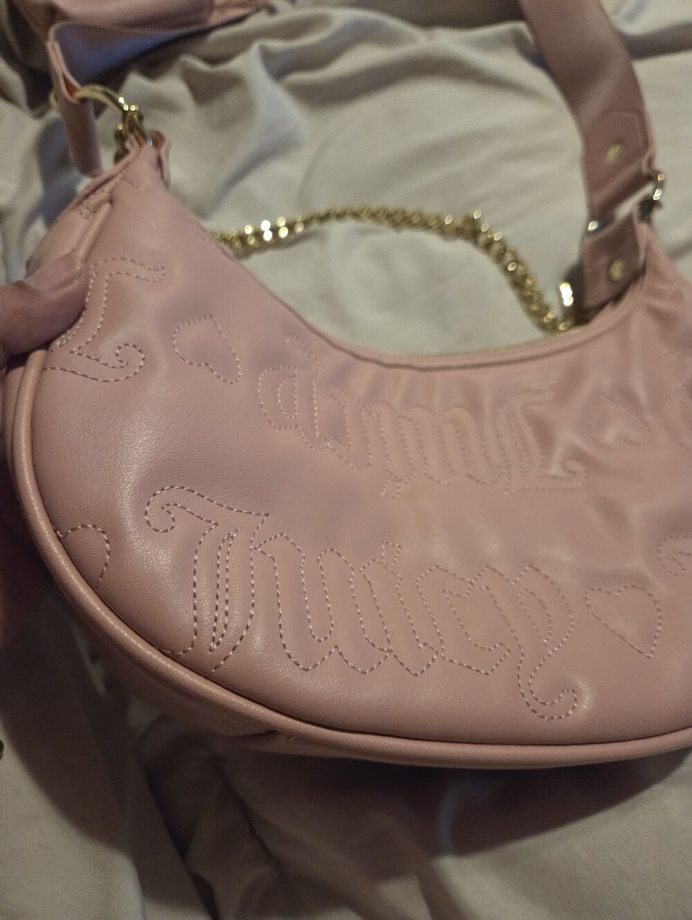 Pink Women's Shoulder Bag with Chain Accent